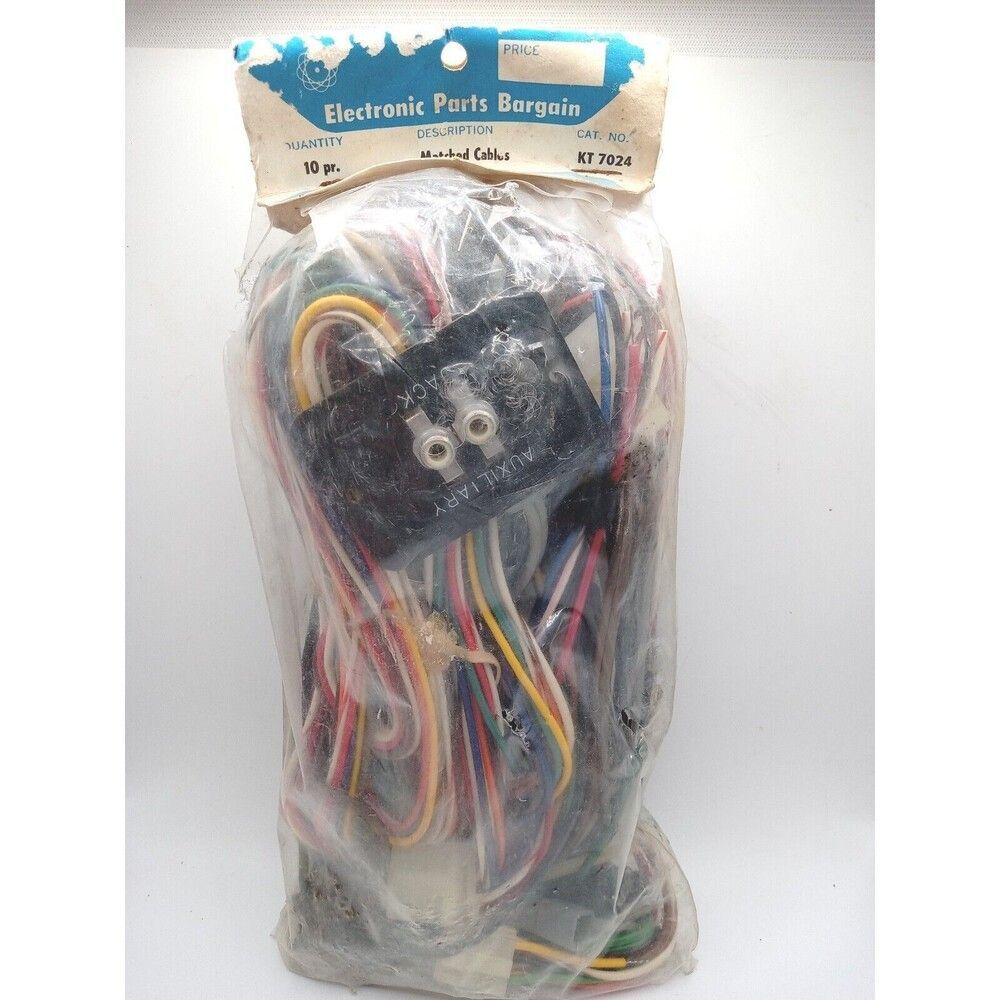 Vintage AUXILIARY JACK HARNESS KIT FOR AUDIO RCA 10 PR. MATCHED CABLES KT7024